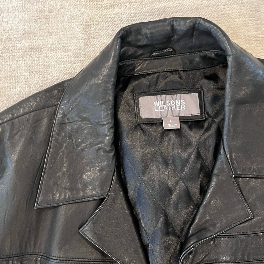 Wilson’s Leather Black Button-Down Coat – Size Large | Genuine Leather, Moto & M - Picture 2 of 6